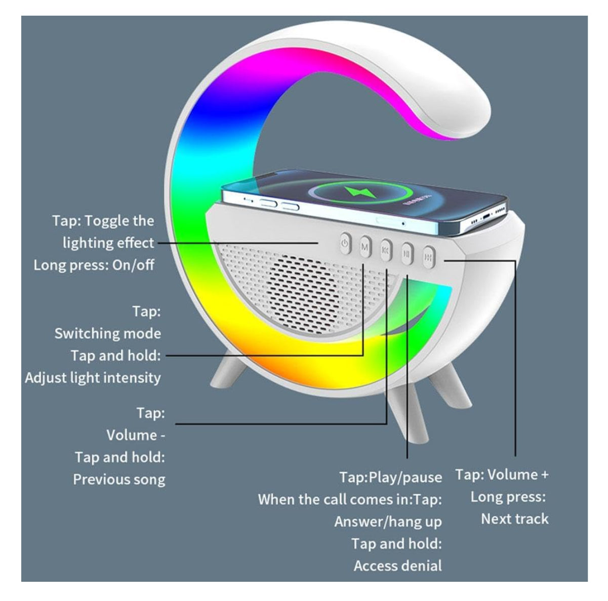 Parlante Lámpara Cargador RGB Tipo G